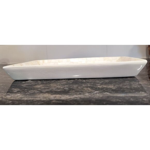 Elegant 11"x7" Decorative Tray With Mother Of Pearl Type Mosaic Tiles Vanity Per - Picture 2 of 2